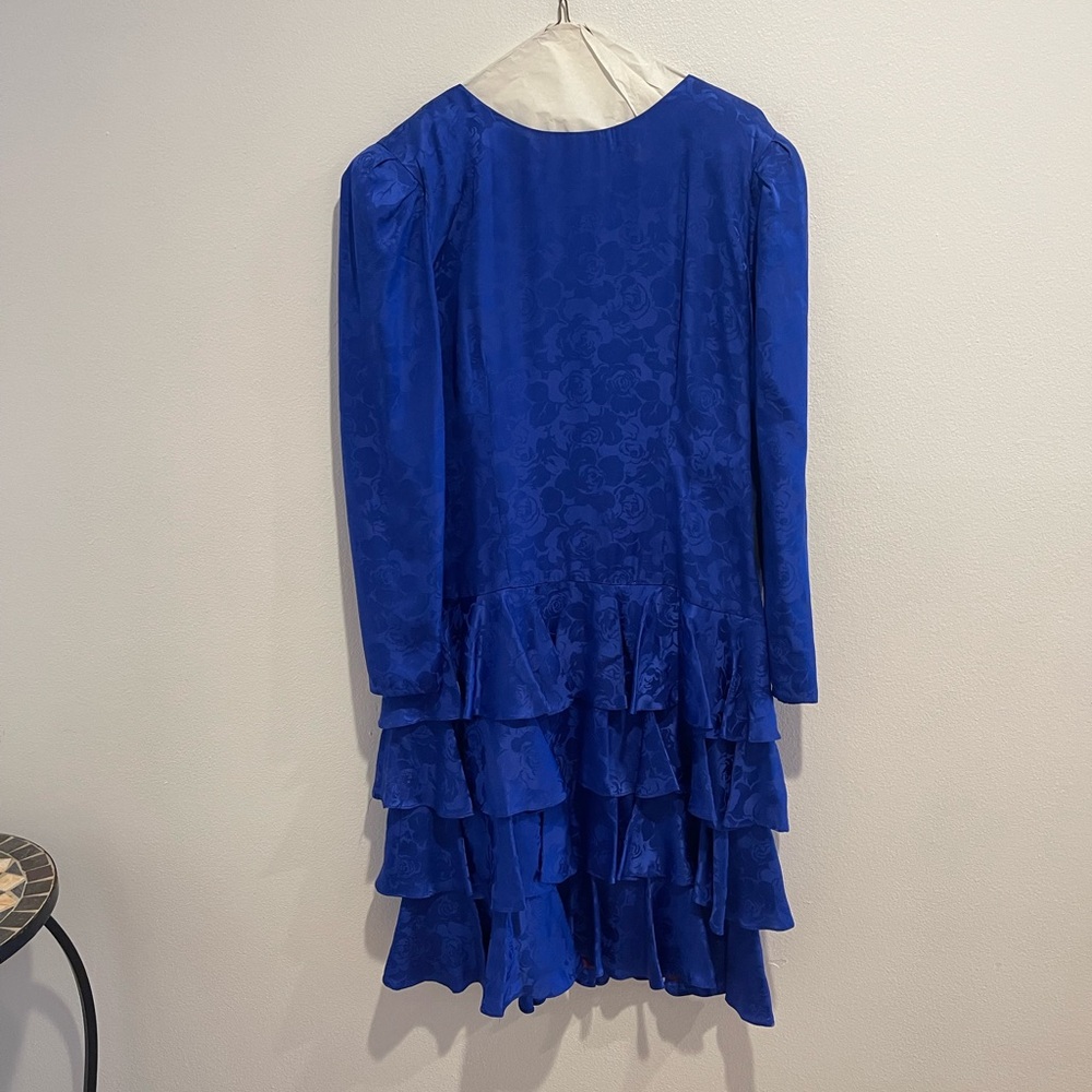 Romantic Rufflled Royal Blue Dresss